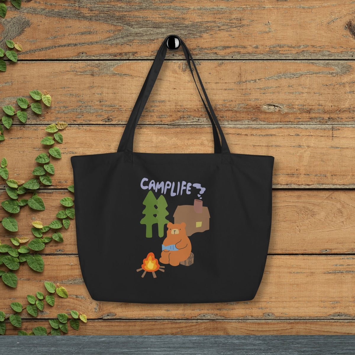 Camp Life Large Tote Bag