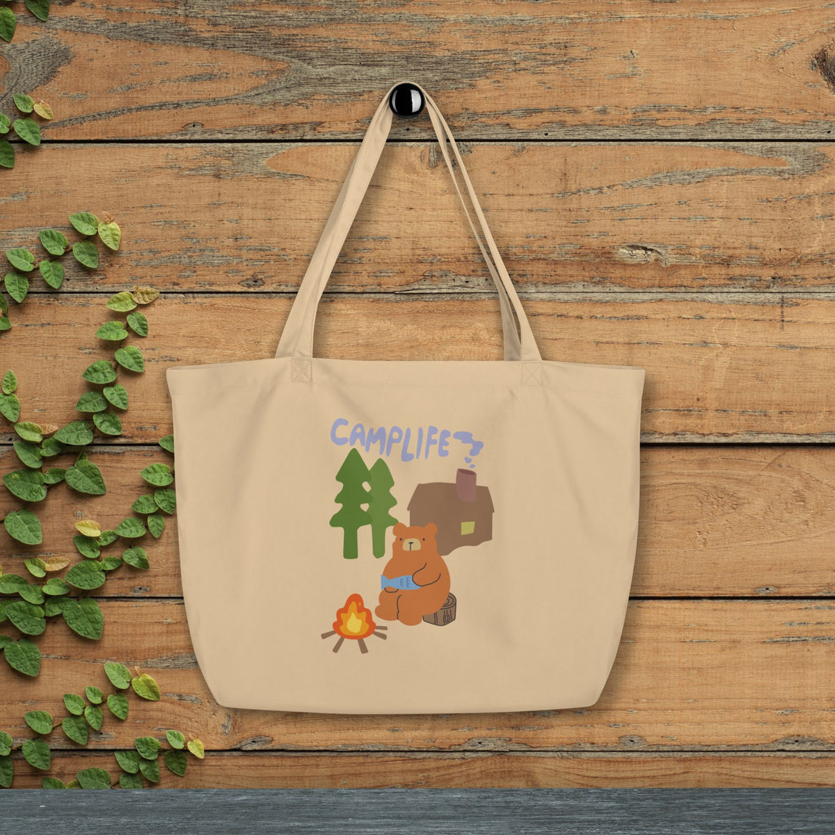 Camp Life Large Tote Bag