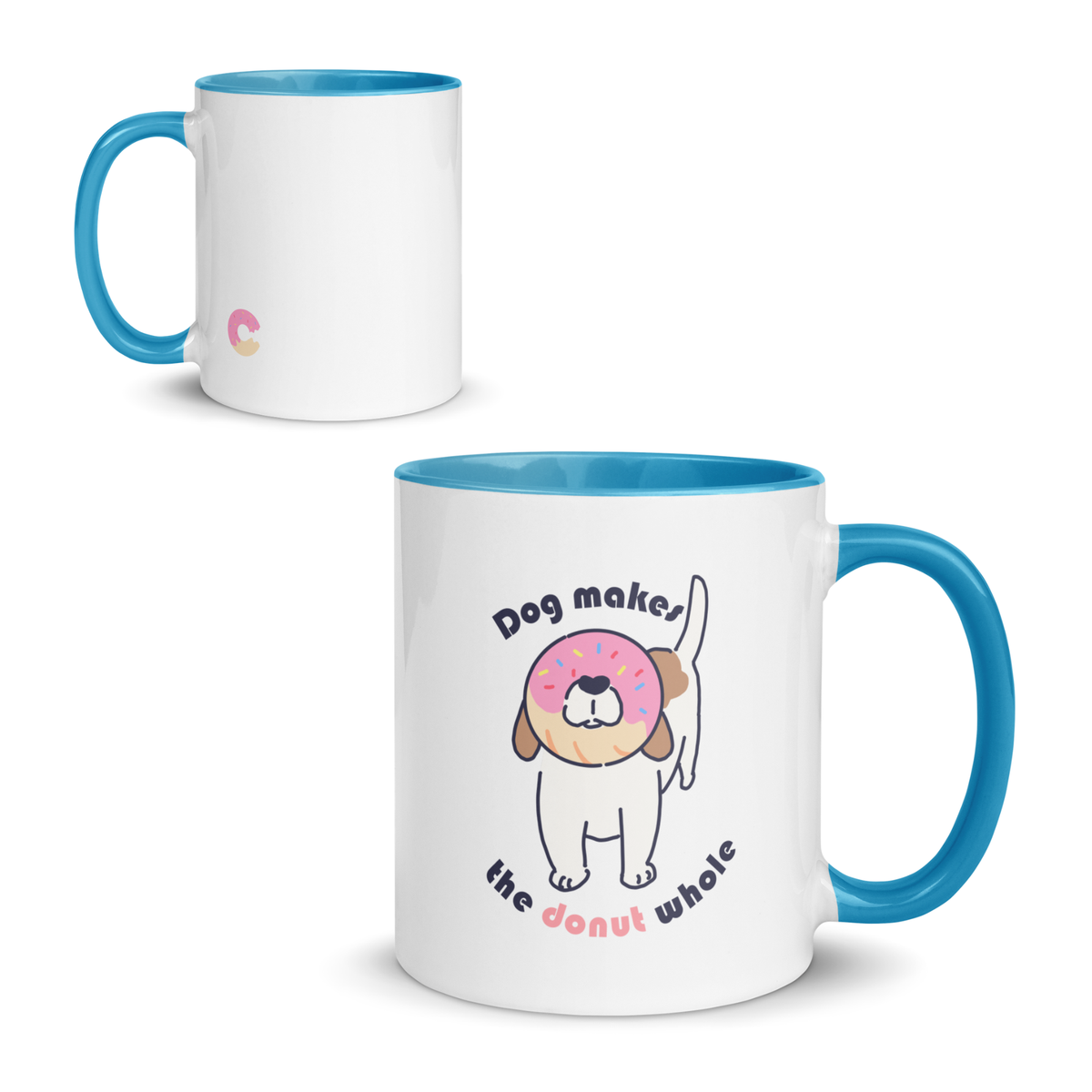 Dog Makes the Donut Whole Colored Mug