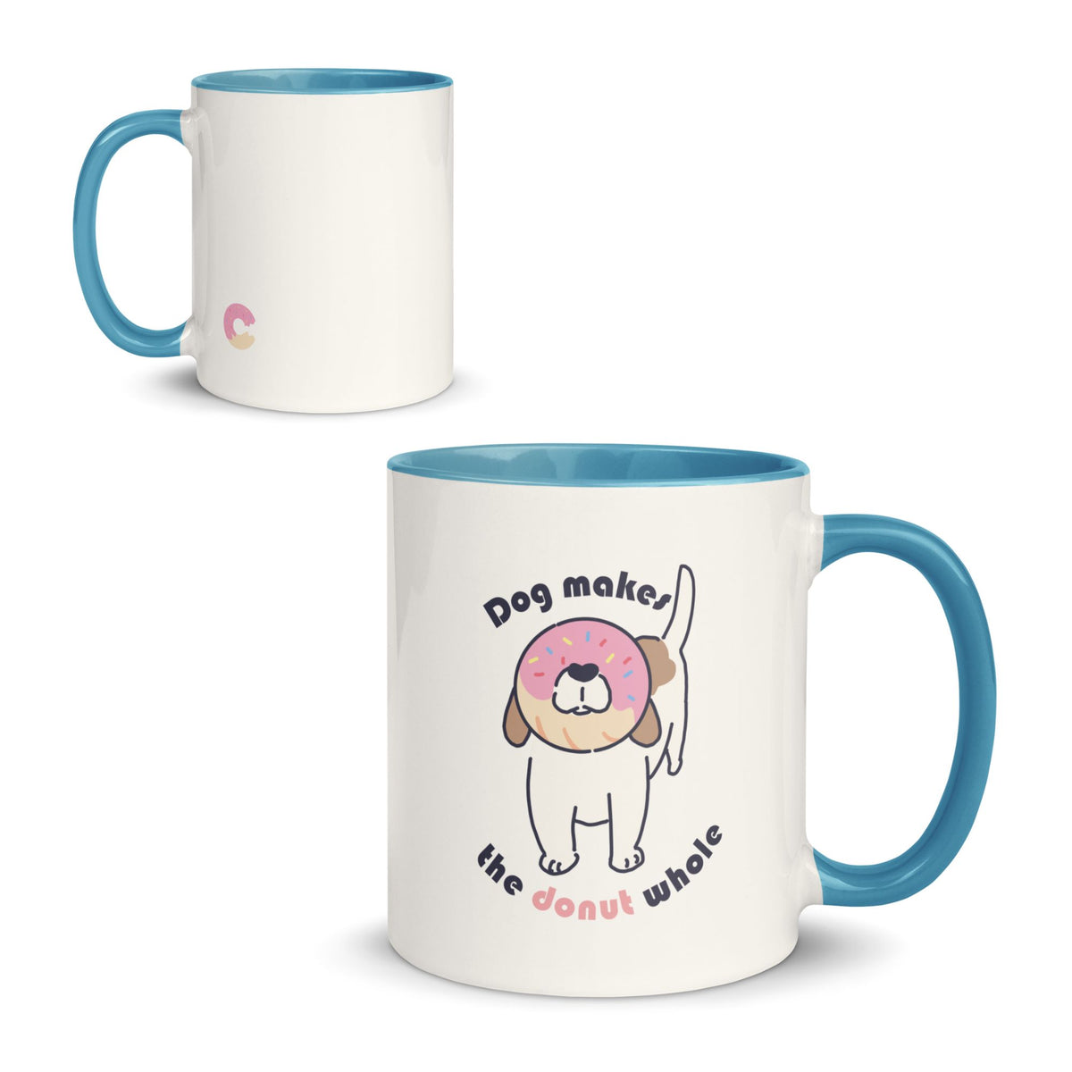 Dog Makes the Donut Whole Colored Mug