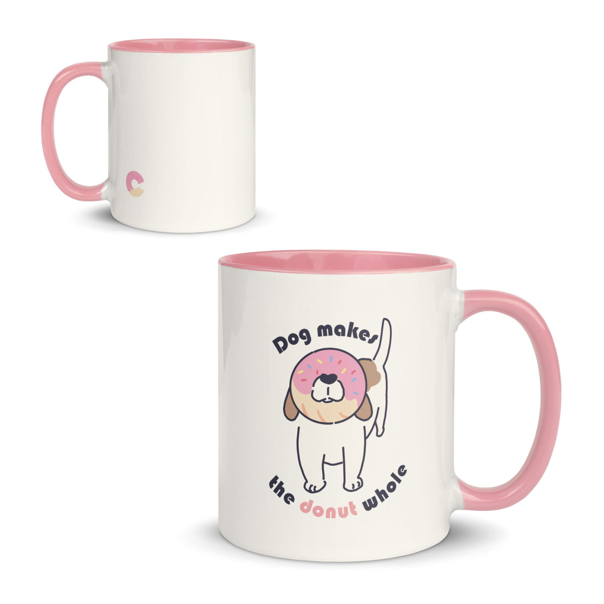 Dog Makes the Donut Whole Colored Mug