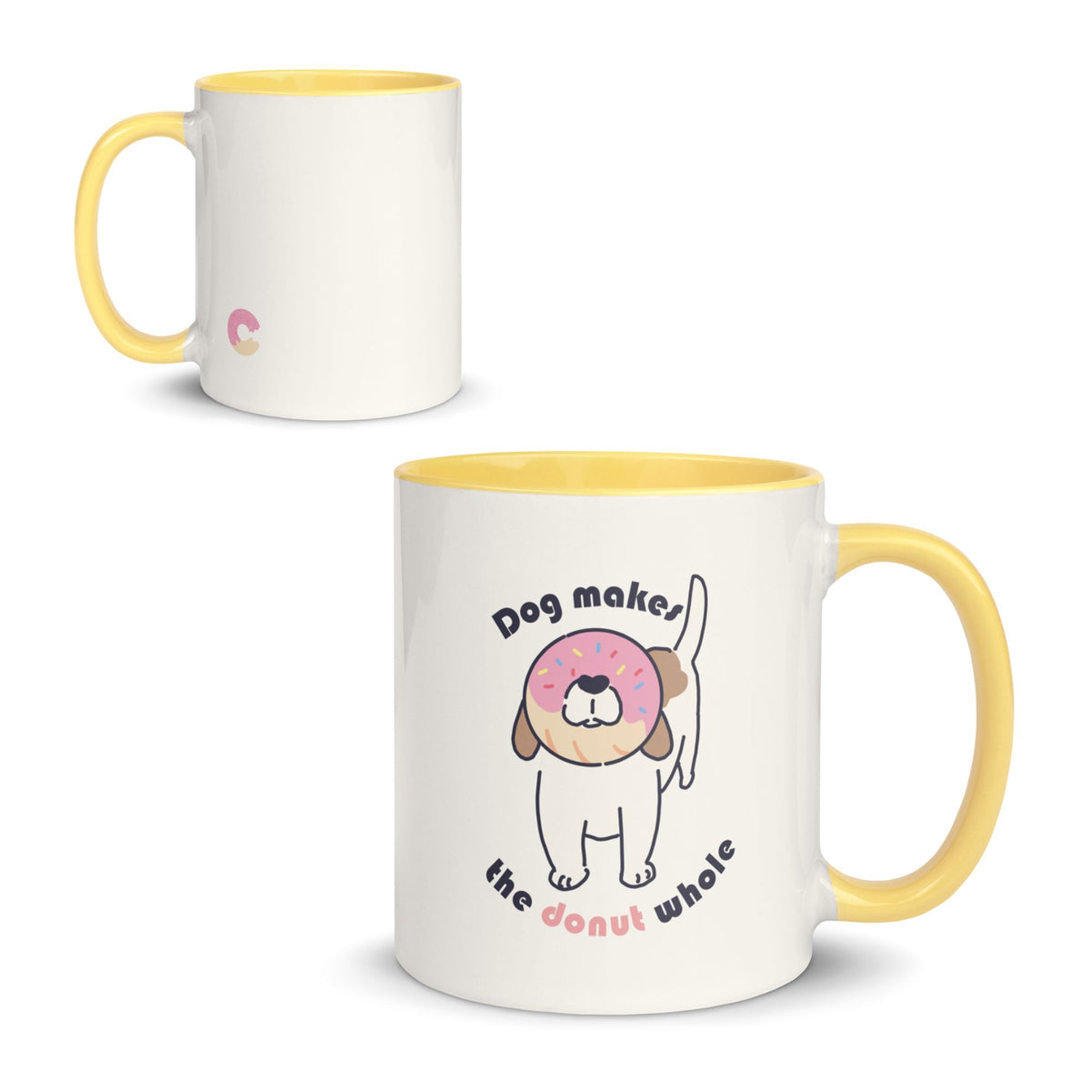 Dog Makes the Donut Whole Colored Mug