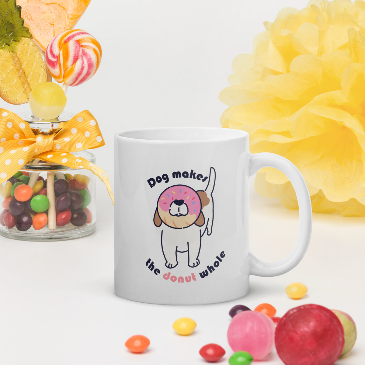 Dog Makes the Donut Whole Mug